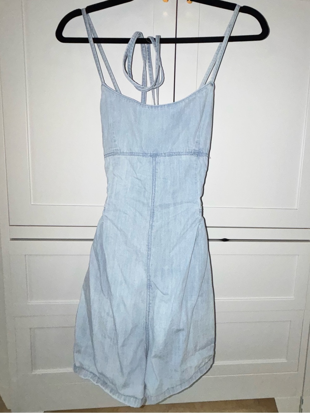 Miou Muse- Backless Lace Up Romper w/Pockets